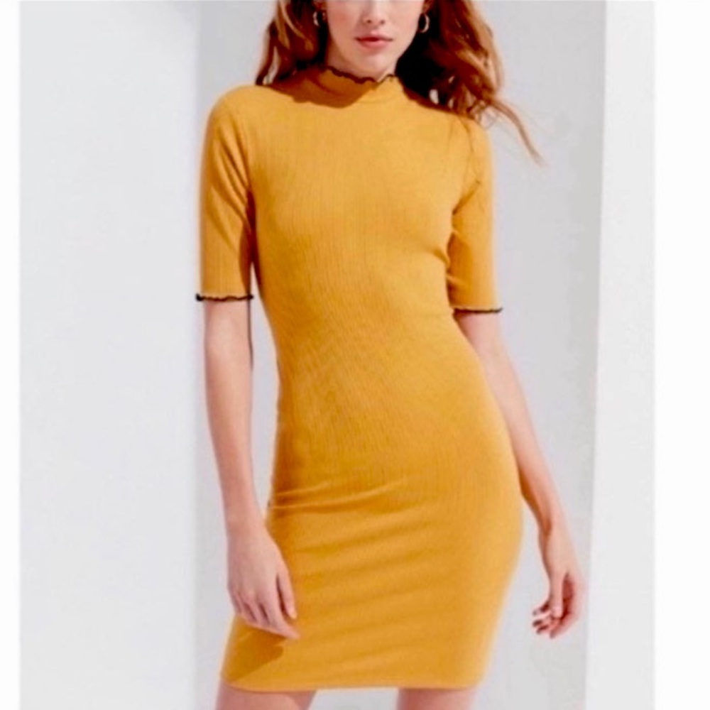 Urban Outfitters, Mustard Yellow Mock Neck Dress Gem